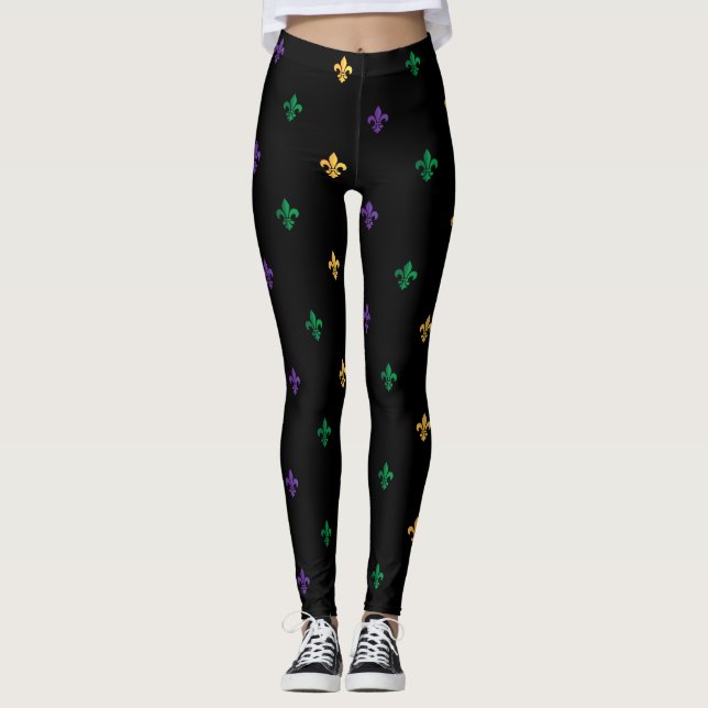 Legging Mardi Gras Carnaval Fleur de Lis Diamond Harlequin (Frente)