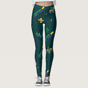Legging Mardi Gras Carnaval Fleur de Lis Diamond Harlequin