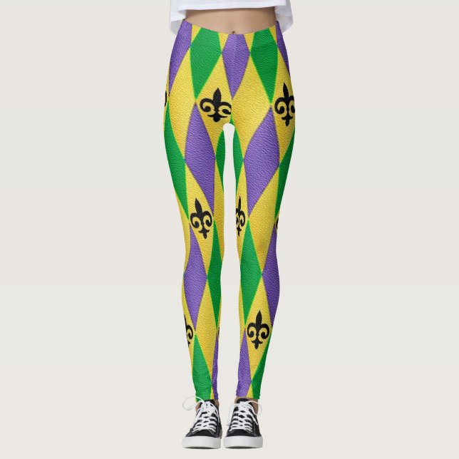 Legging Mardi Gras Harlequin Fleur De Lis (Frente)