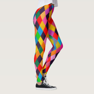 Legging MARDI GRAS HARLEQUIN PATTERN Colorida Rhombi