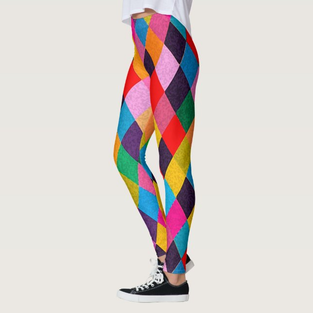 Legging MARDI GRAS HARLEQUIN PATTERN Colorida Rhombi (Esquerda)