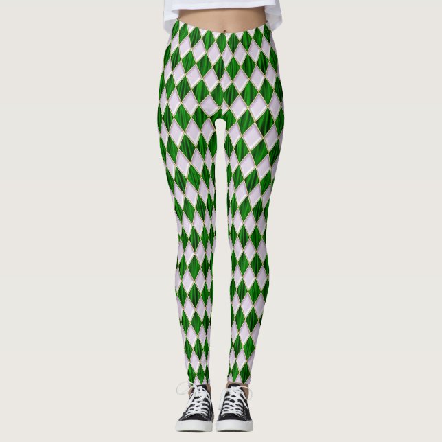 Legging Mardi Gras Leggings, Diamond Harlequin Jester (Frente)