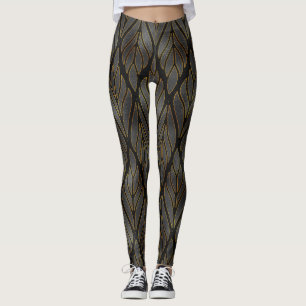 Legging Mardi Gras Leggings, Mardi Gras Black e Dourado