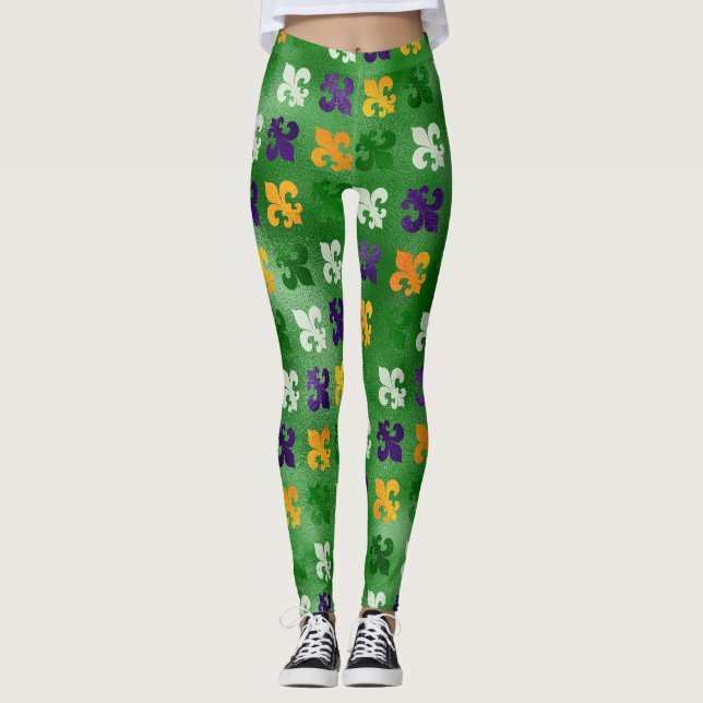 Legging Mardi Gras Leggings, Mardi Gras Fleur de Lis (Frente)