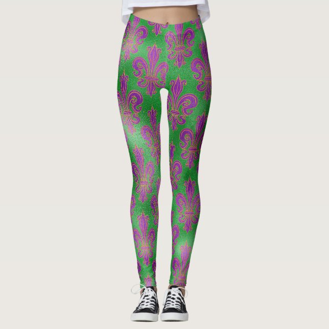 Legging Mardi Gras Leggings, Mardi Gras Fleur de Lis (Frente)