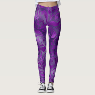 Legging Mardi Gras Leggings, Mardi Gras Purple Floral