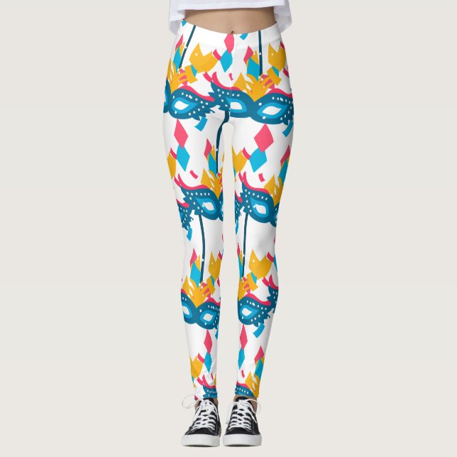 Legging Mardi Gras Mask E Confetti (Frente)