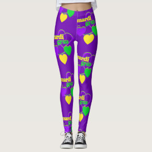 Legging Mardi Gras New Orleans Purple Green - Amarelo roxo