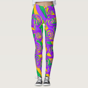 Legging Mardi Gras New Orleans Purple Green Text