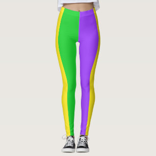 Legging Mardi Gras New Orleans Purple Green Yellow Strips