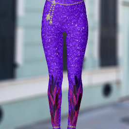 Legging Mardi Gras Purple Faux Penas de Lágrimas
