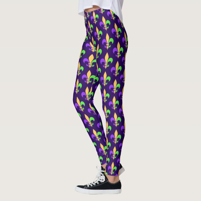 Legging Mardi Gras Purple Green e Dourada Nova Orleans Leg (Esquerda)
