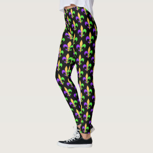Legging Mardi Gras Purple Green e Douradas Nova Orleans