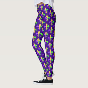 Legging Mardi Gras Purple Green e Douradas Nova Orleans
