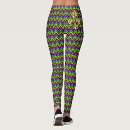 Legging Mardi Gras Purple Green ZigZag Stripes