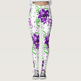 Legging Mardi Gras Purple Mask E Confetti