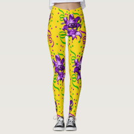 Legging Mardi Gras Purple Mask E Confetti