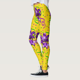 Legging Mardi Gras Purple Mask E Confetti