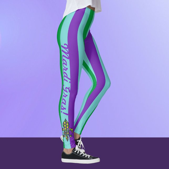 Legging Mardi Gras Skinny Stripes Calças para mulheres (Criador carregado)