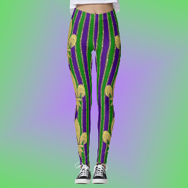 Legging Mardi Gras - Stripes Verticais e Fleur de Lys