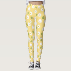 Legging Margarida Amarela Fofa Floral