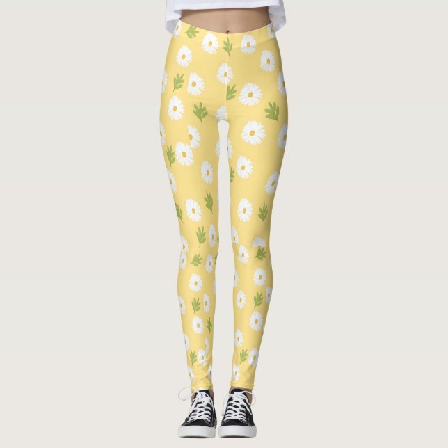 Legging Margarida Amarela Fofa Floral (Frente)