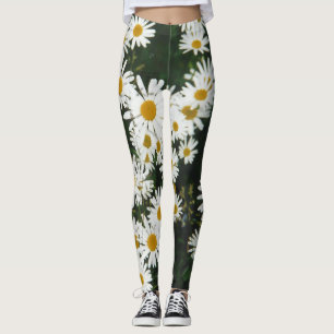 Legging Margarida Branca de Oxeye, Moon Daisy Meadow
