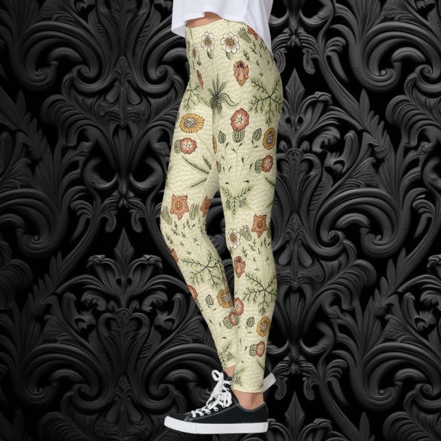 Legging Margarida por William Morris, Flores Vitorianas Vi (Daisy by William Morris, Vintage Victorian Flowers Leggings)