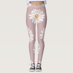 Legging Margarida Rosa: Padrão de Repetição Floral.