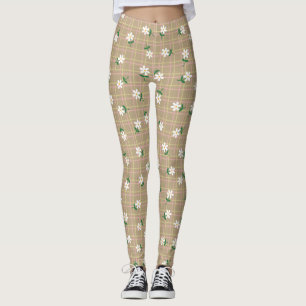 Legging Margaridas em Xadrez (grande escala) Marrom 