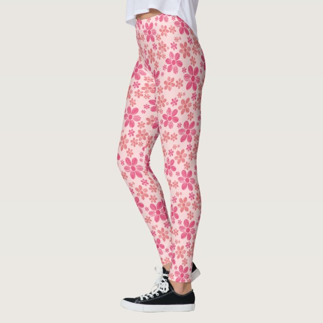 Legging Margaridas Rosa com Fundo Rosa Claro (Esquerda)