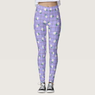 Legging Margaridas Xadrez (grande escala) Roxo