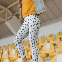 Legging Marine Motif com cavalos marinhos