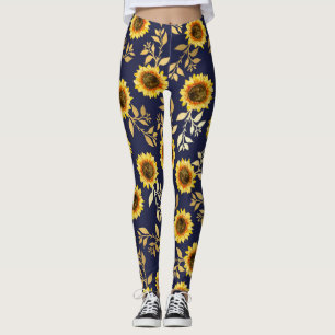 Legging Marinho Amarelo sunny Dourado Girassóis Girassóis