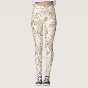 Legging Marinho Artístico Coral Concha Terracota Marfim