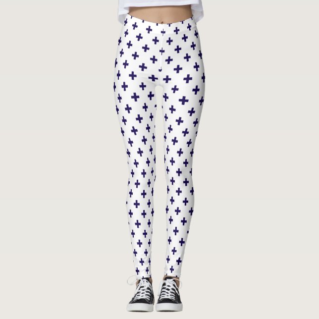 Legging Marinho azul polka cruza em branco (Frente)