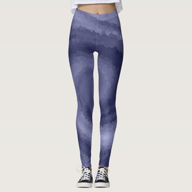 Legging marinho azul-violeta líquido abstrato prin moderno (Frente)