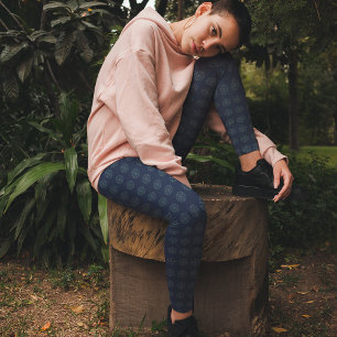 Legging Marinho Blue Classic Silver Snowflakes Personaliza