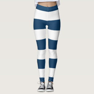 Legging Marinho Blue Stripes, White Stripes, Padrão Stripe