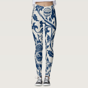 Legging Marinho botânico padrão de safra floral