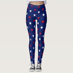 Legging Marinho branco vermelho estrelas azuis americanas 