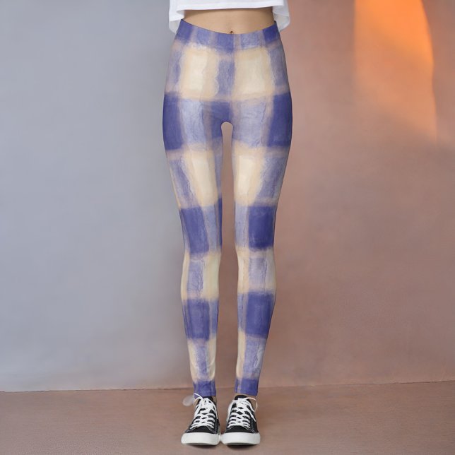 Legging Marinho de tartan de búfalo xadrez de  de aquarela (Criador carregado)