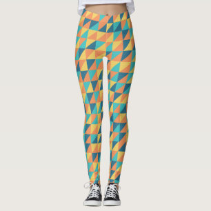 Legging Marinho de vinheta azul dourado e abstrato laranja
