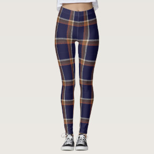 Legging Marinho e Auburn - Xadrezes laranja