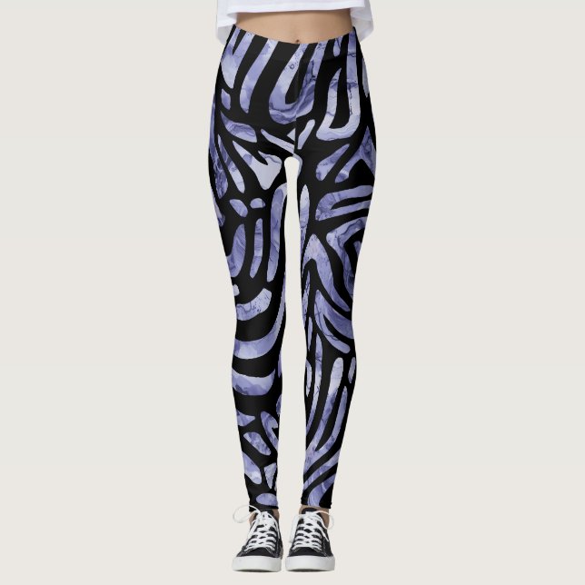 Legging Marinho e faixas de zebra negras (Frente)