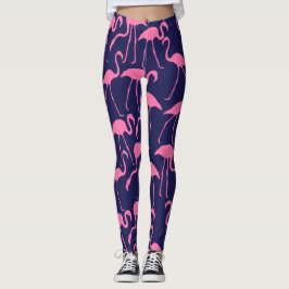Legging Marinho e Padrão Flamingo Rosa