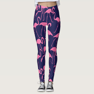 Legging Marinho e Padrão Flamingo Rosa
