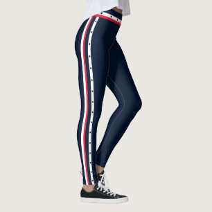 Legging Marinho Escuro Vermelho Branco Branco Escuro com F