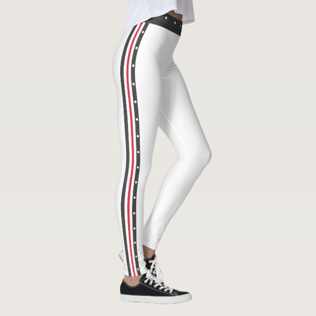 Legging Marinho profundo branco vermelho da forma lateral (Direita)