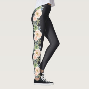Legging Marinho Verde Pêssego Designs Floral Pastel Leggi